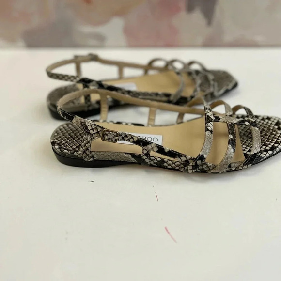 ! Jimmy Choo Arien Flat Snakeskin-Embossed Leather Sandals size 7 - Picture 9 of 9